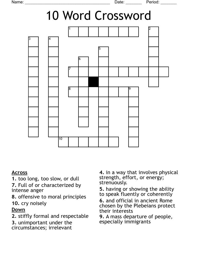 10 Word Crossword