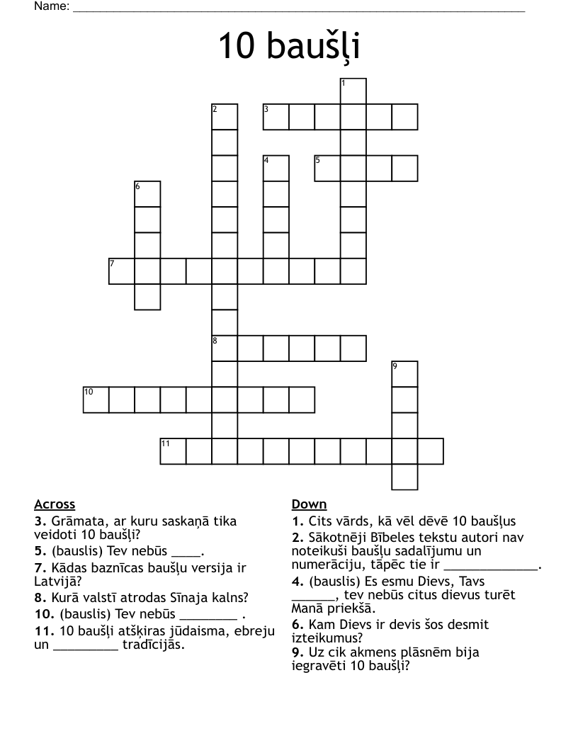 10 baušļi Crossword