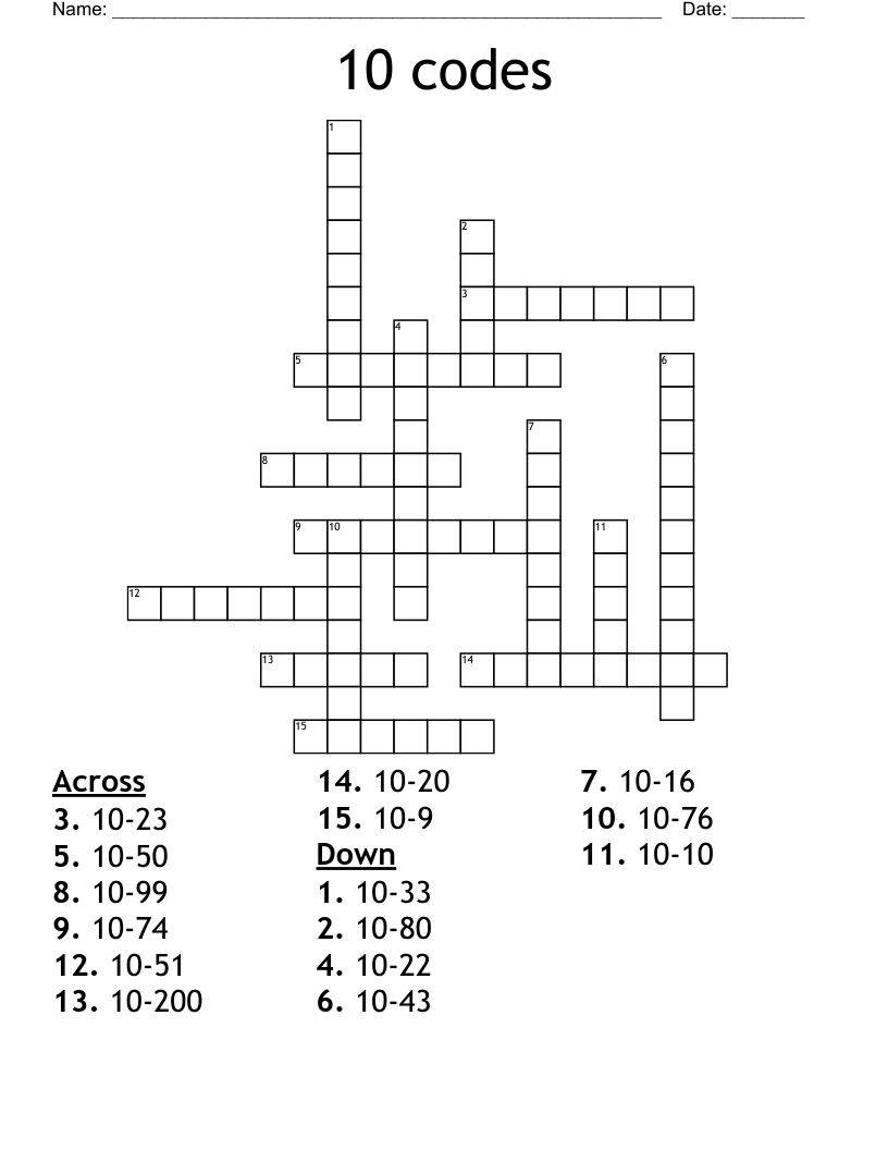 10 codes Crossword