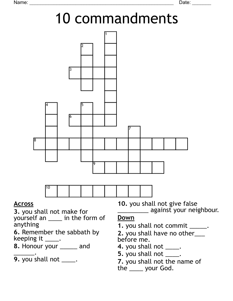10 commandments Crossword