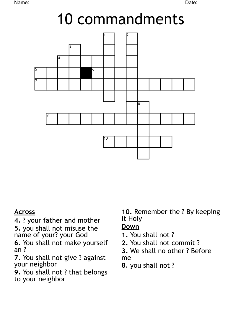 10 commandments Crossword