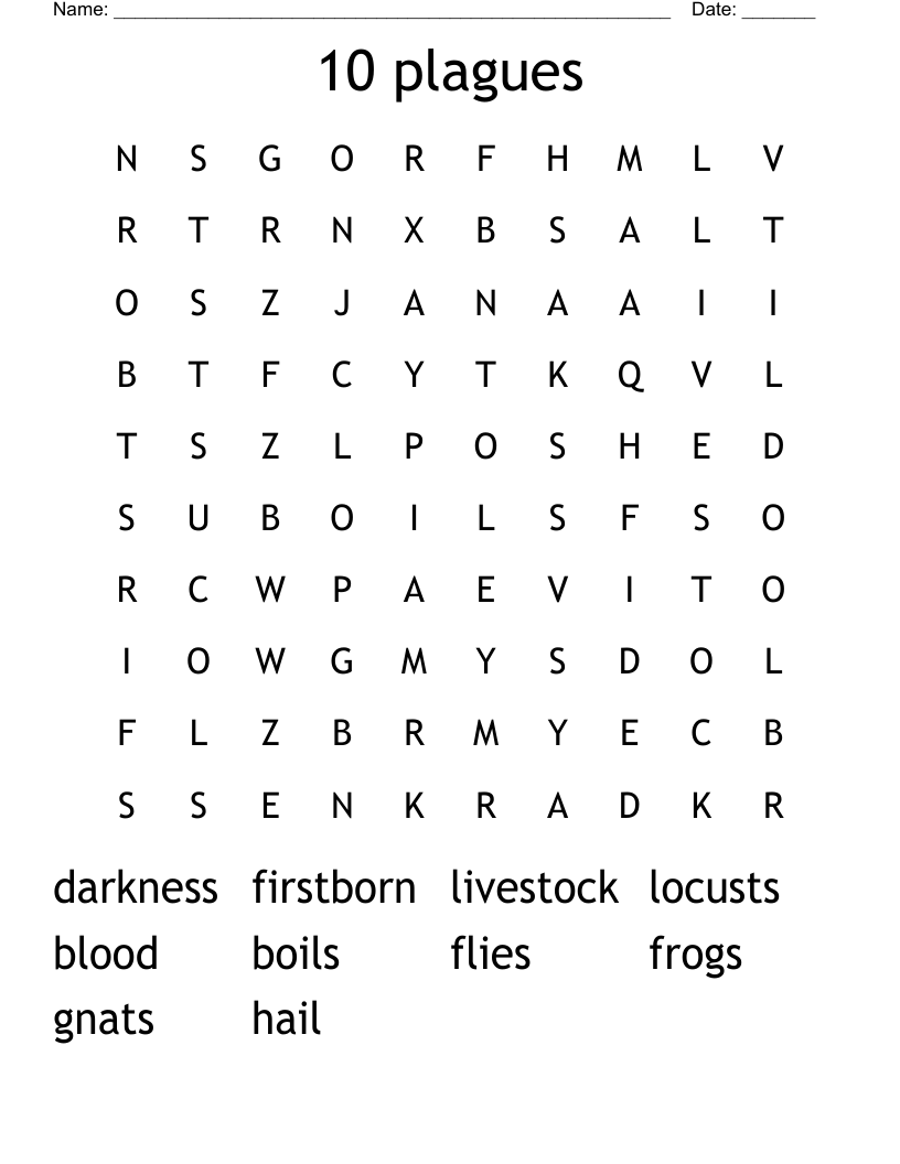 10 plagues Word Search