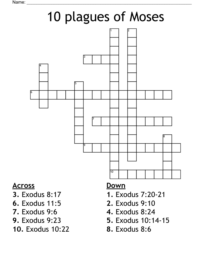 10 plagues of Moses Crossword
