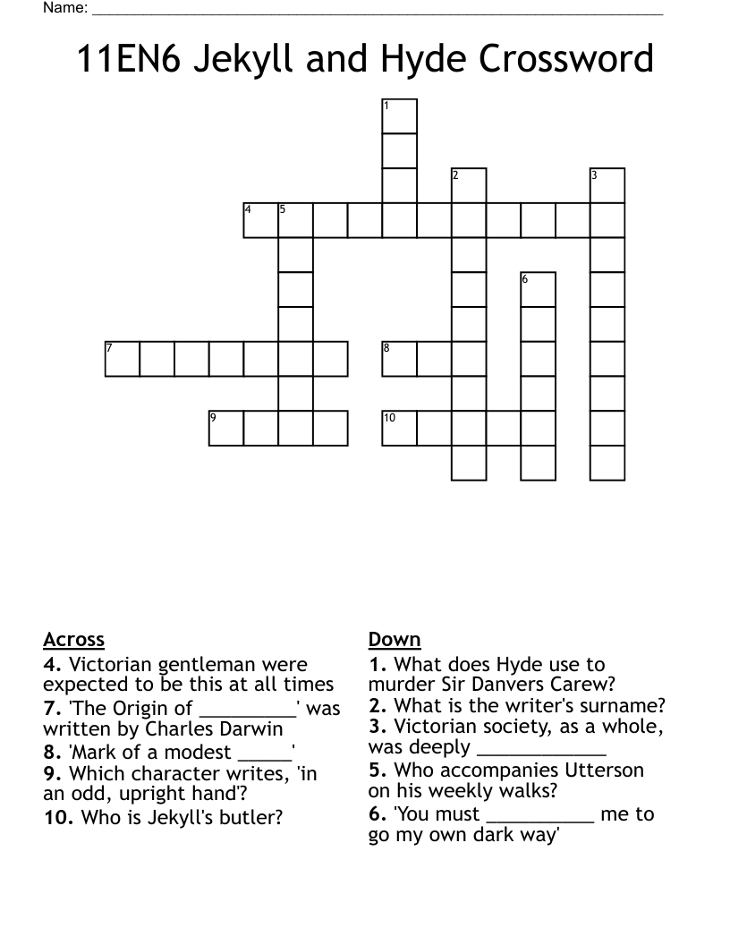 11EN6 Jekyll and Hyde Crossword