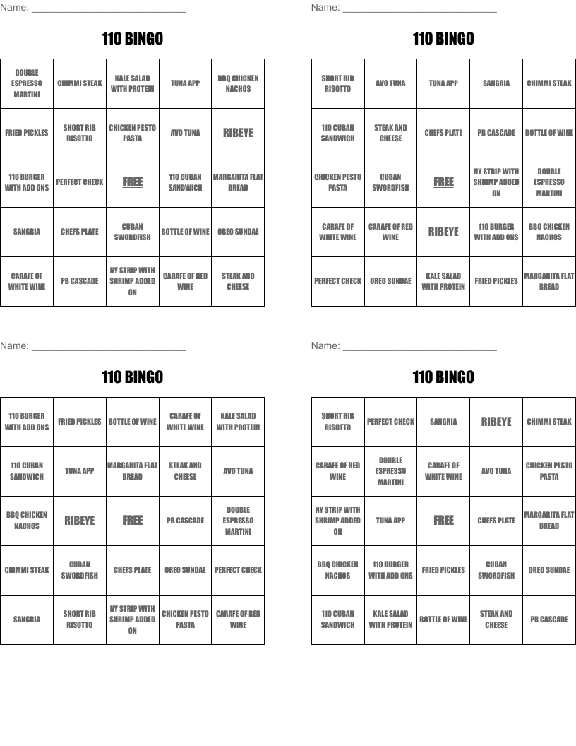 11O BINGO