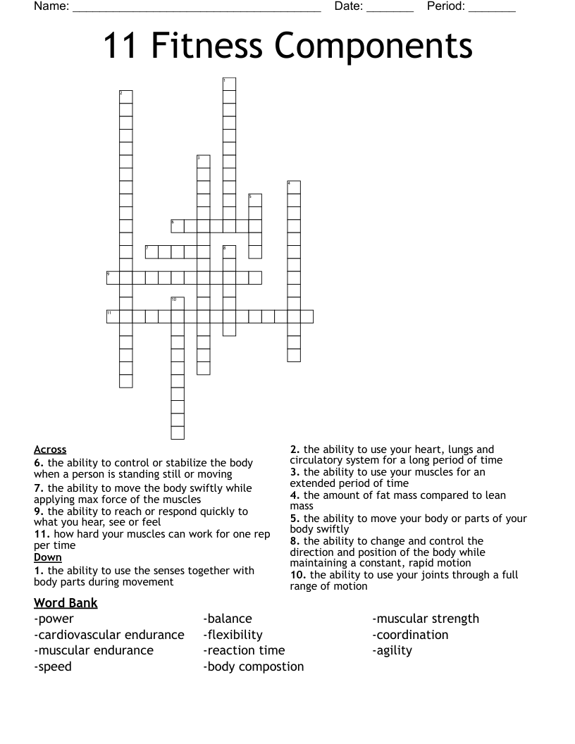 11 Fitness Components Crossword
