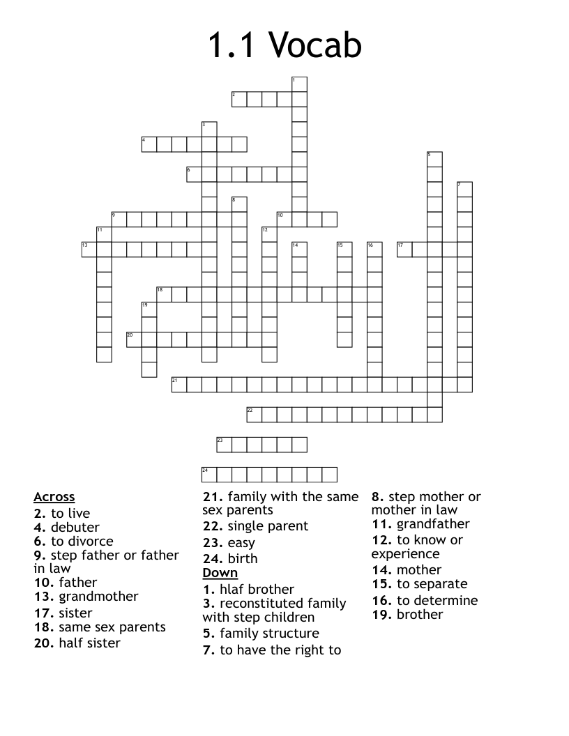 1.1 Vocab Crossword