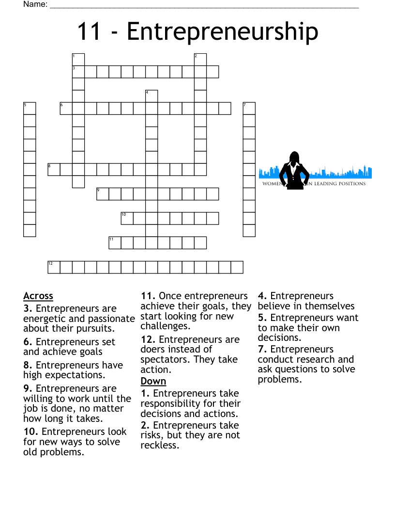 11 - Entrepreneurship Crossword