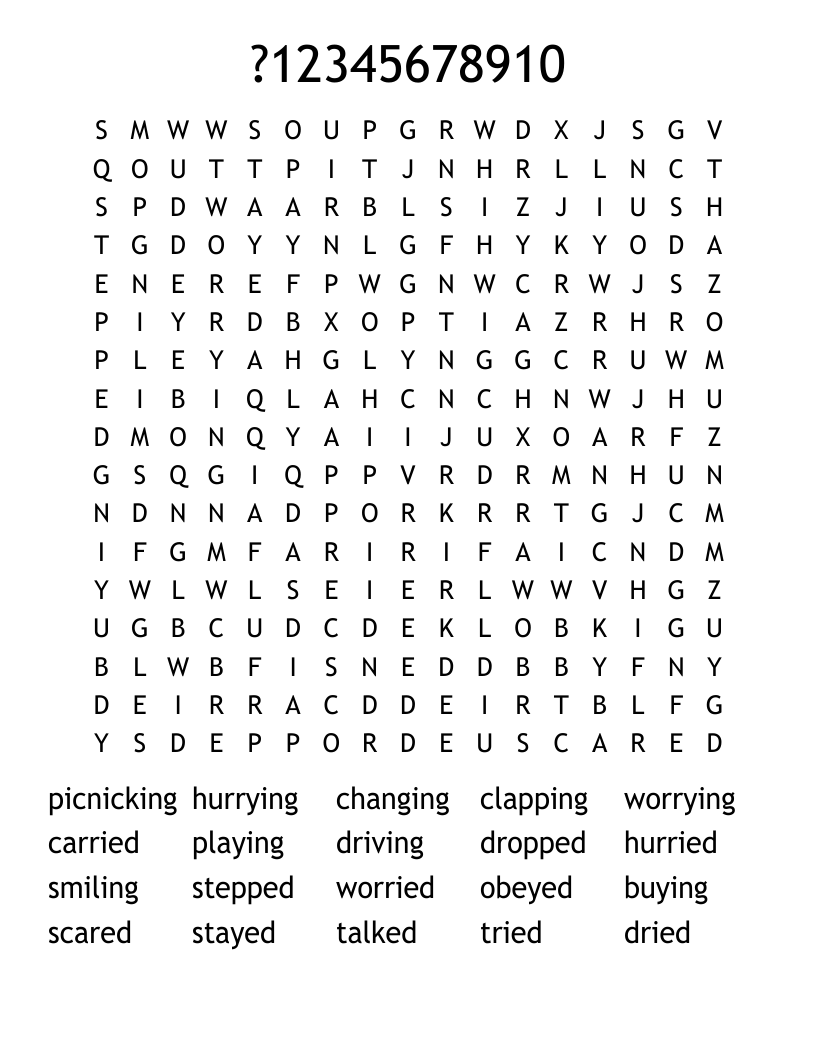 ?12345678910 Word Search