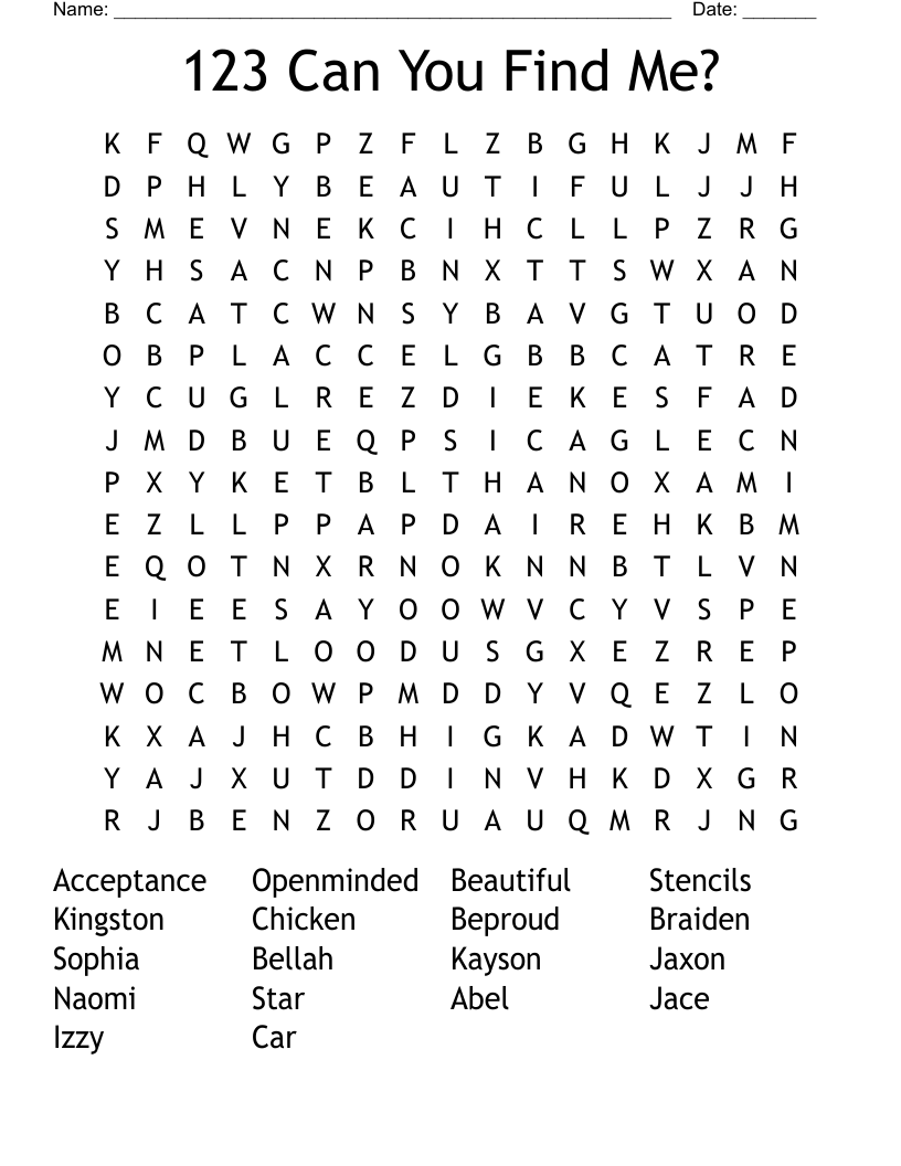 123 Can You Find Me? Word Search