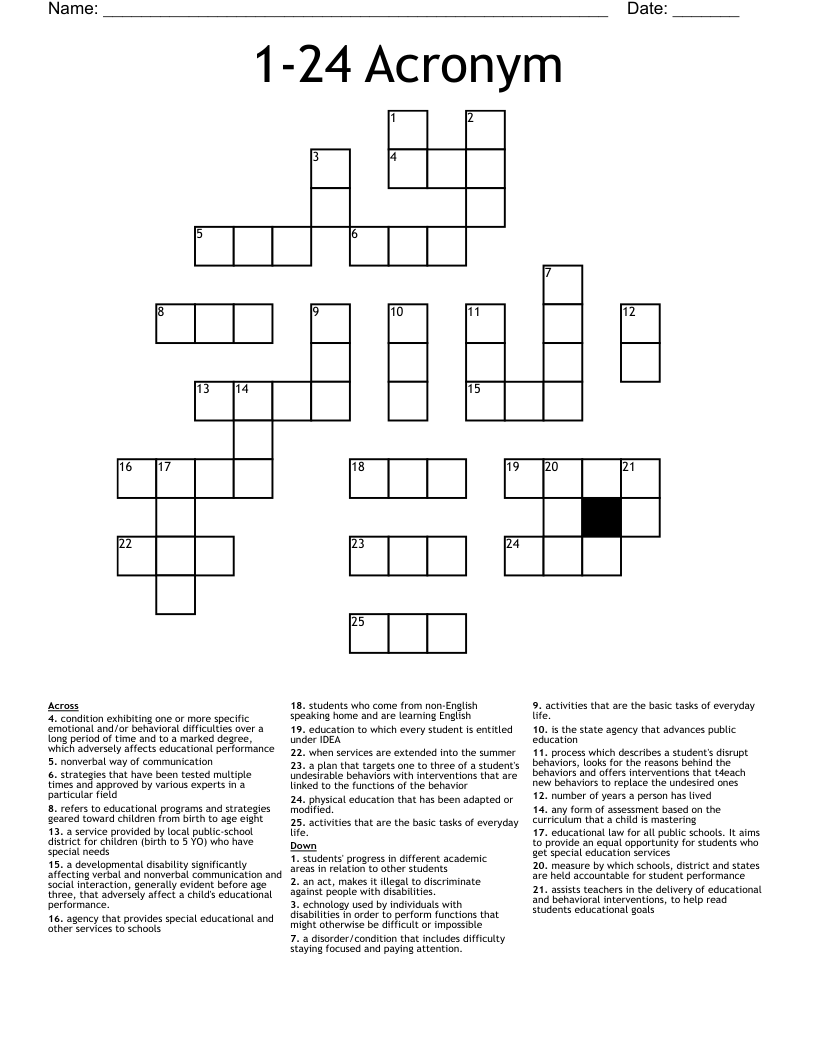 1-24 Acronym Crossword