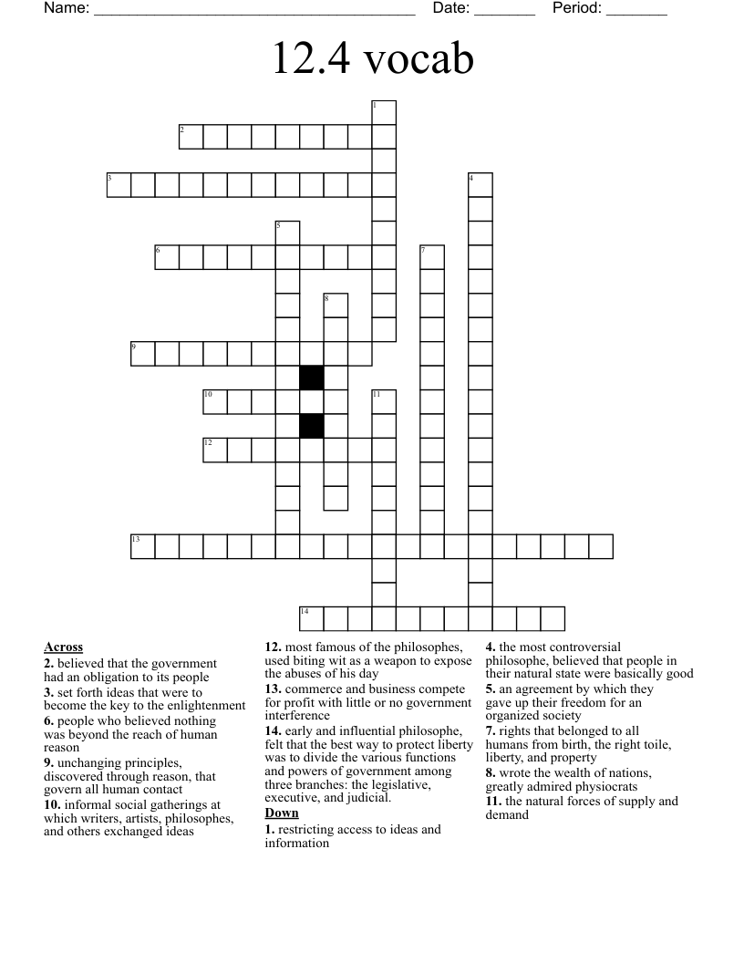 12.4 vocab Crossword