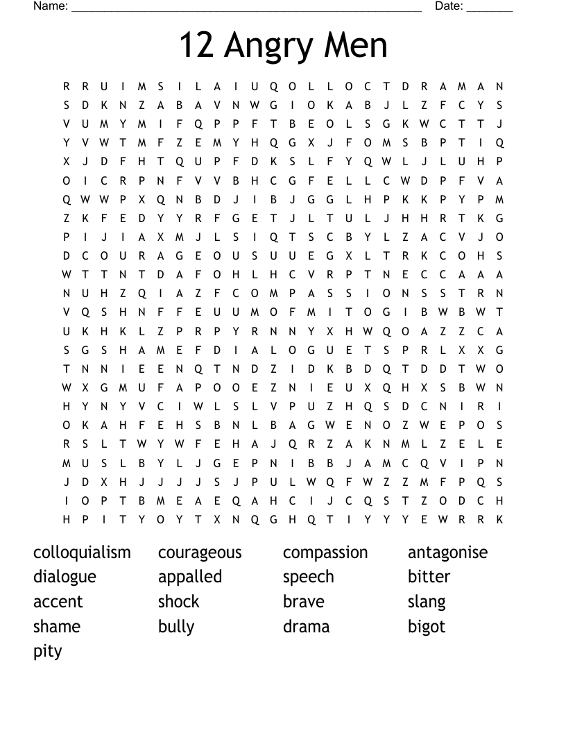 12 Angry Men Word Search