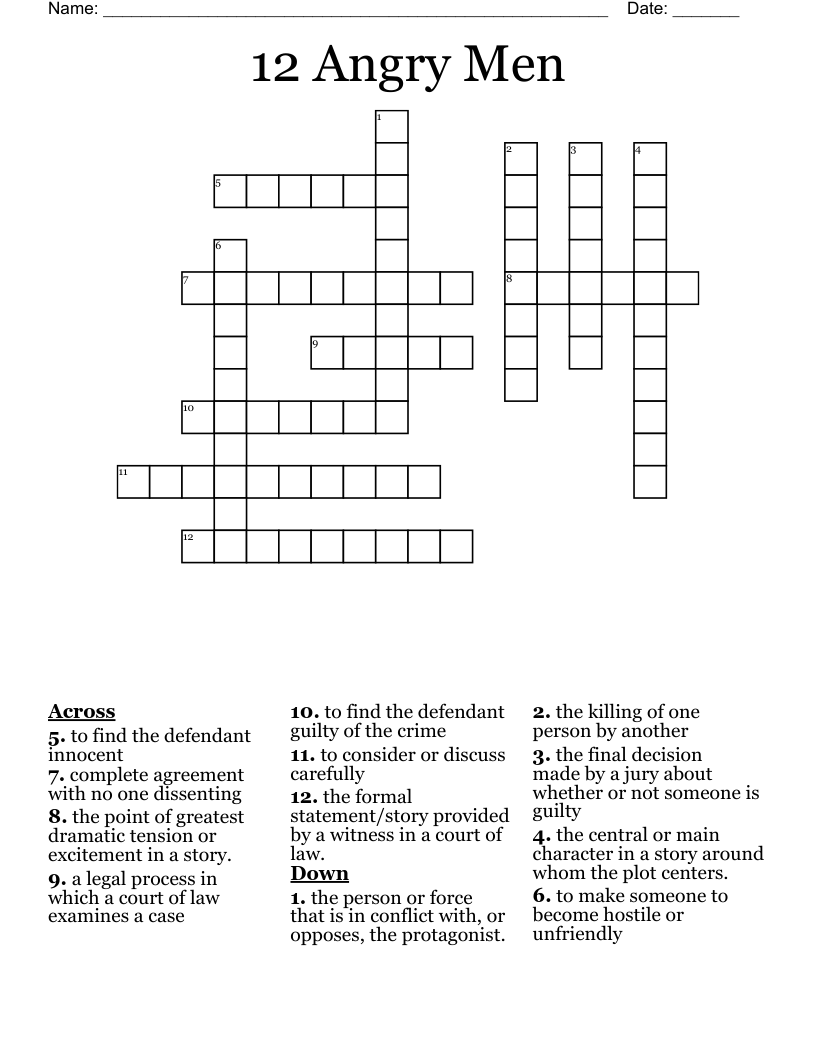 12 Angry Men Crossword