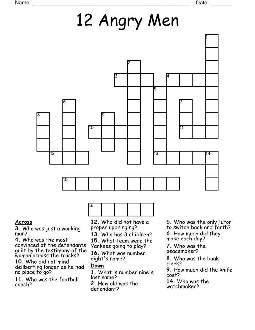12 Angry Men Crossword