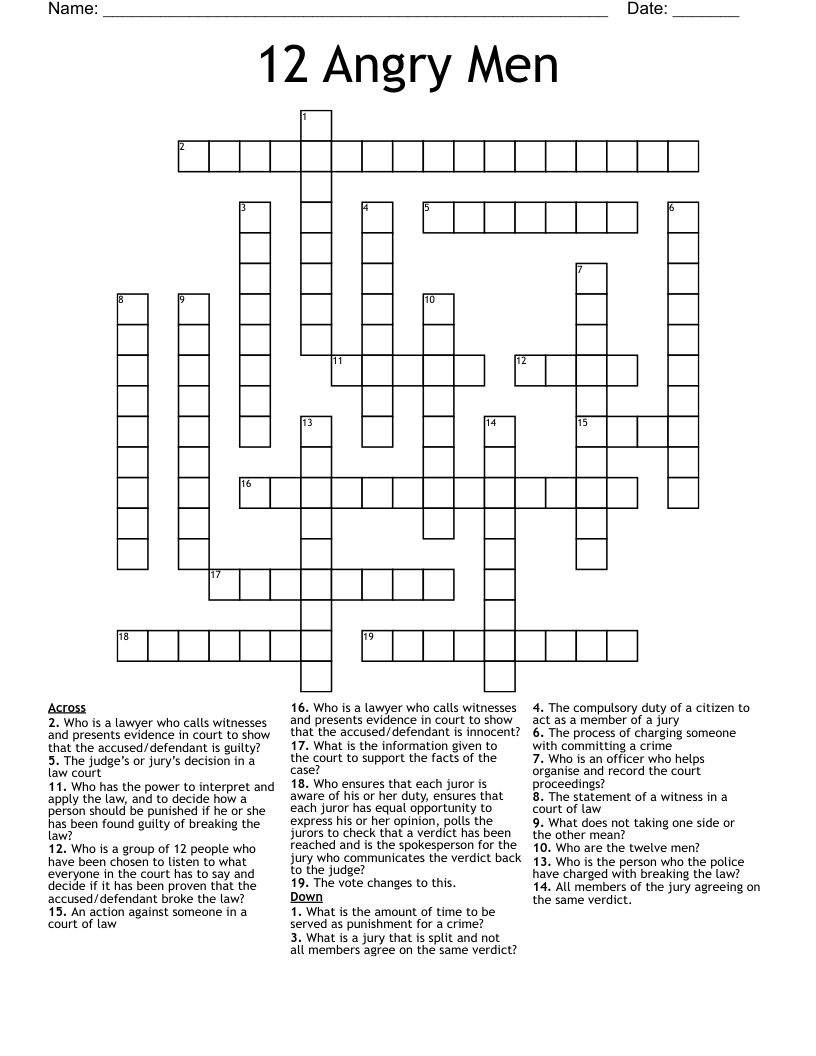 12 Angry Men Crossword