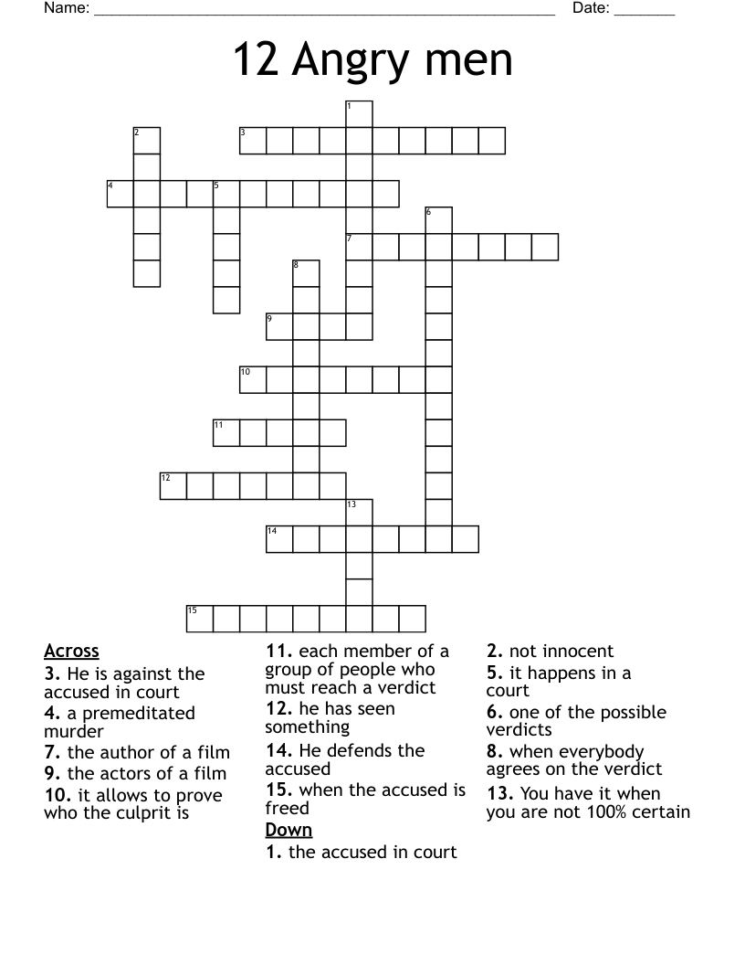 12 Angry men Crossword