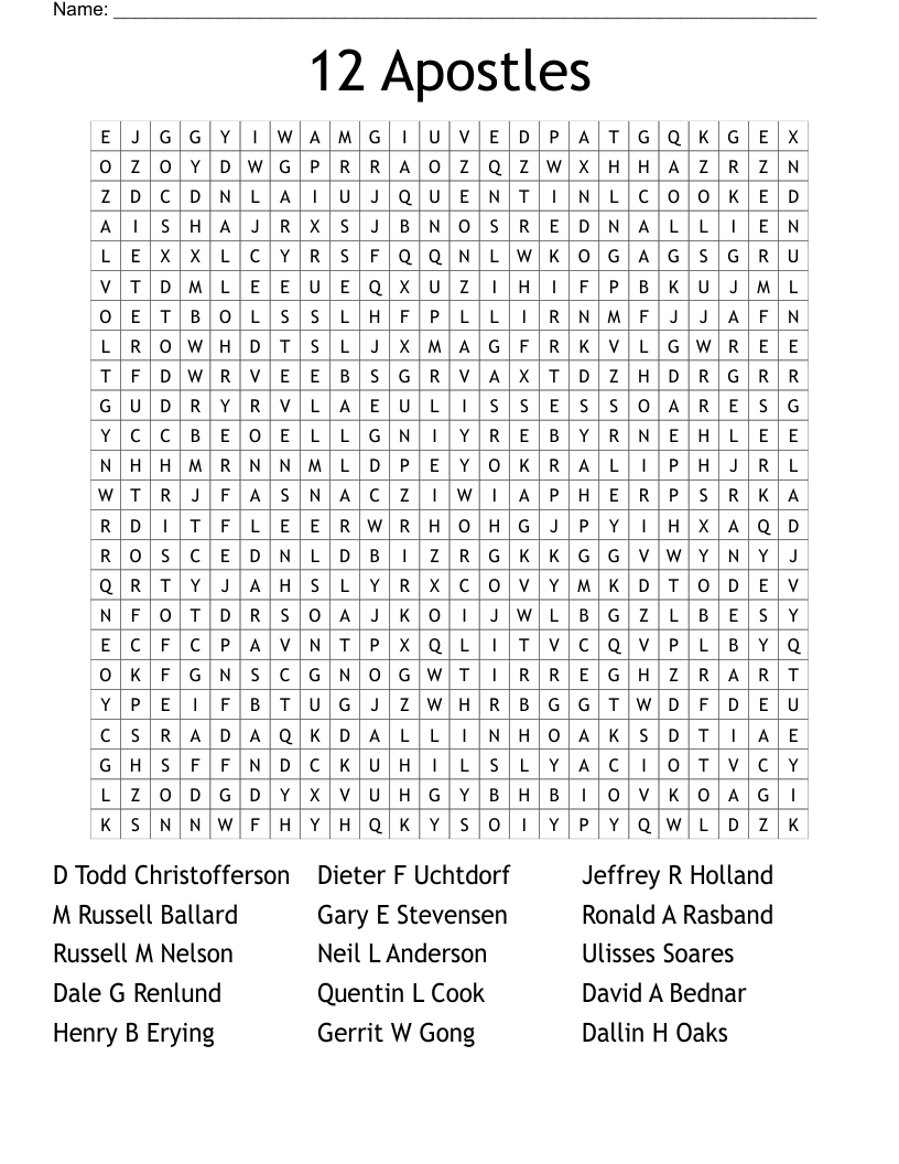 12 Apostles Word Search