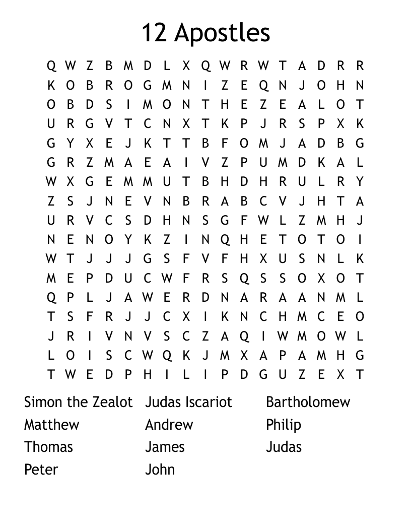 12 Apostles Word Search