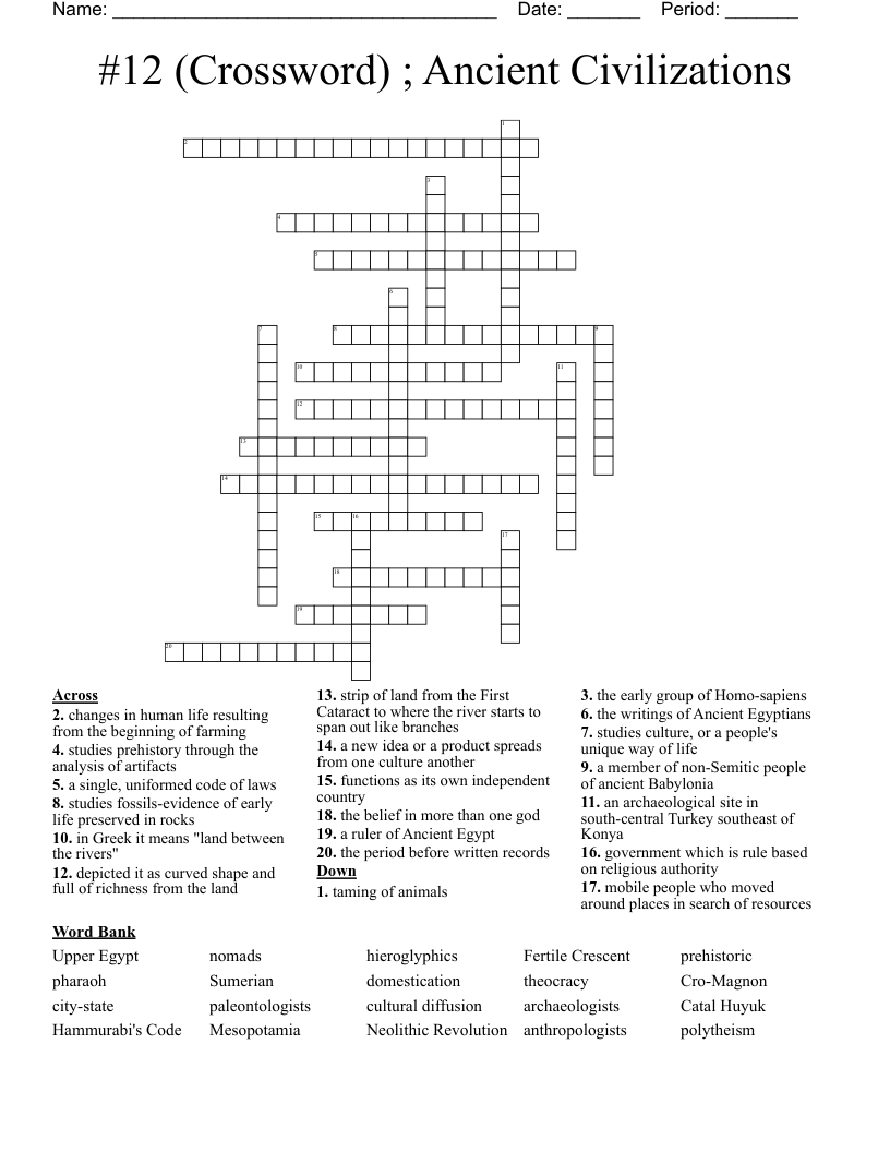 #12 (Crossword) ; Ancient Civilizations 