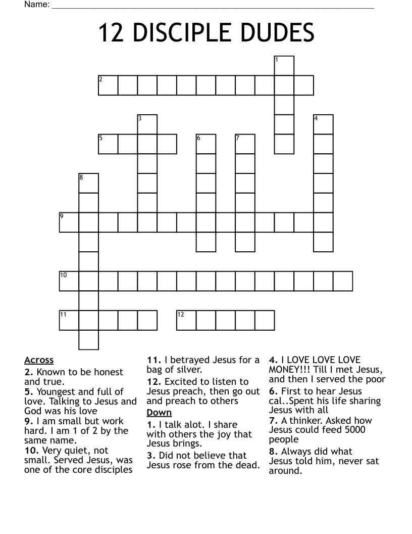 12 DISCIPLE DUDES Crossword