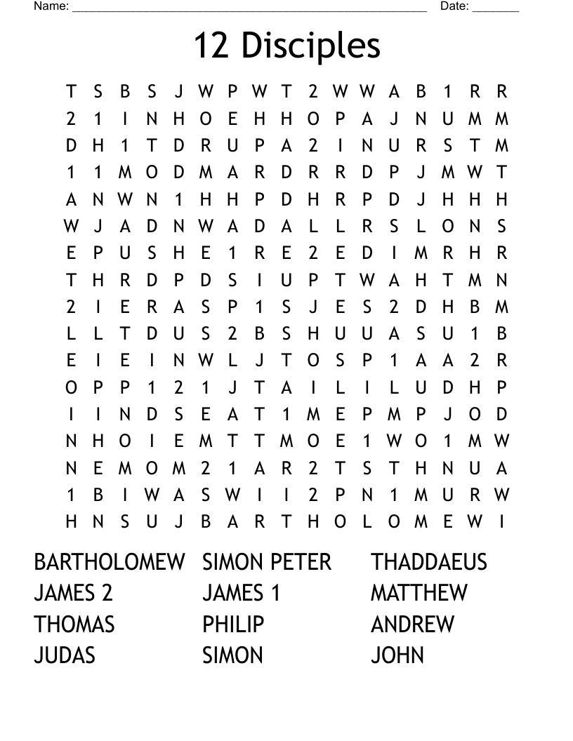 12 Disciples Word Search