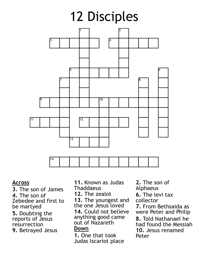 12 Disciples Crossword