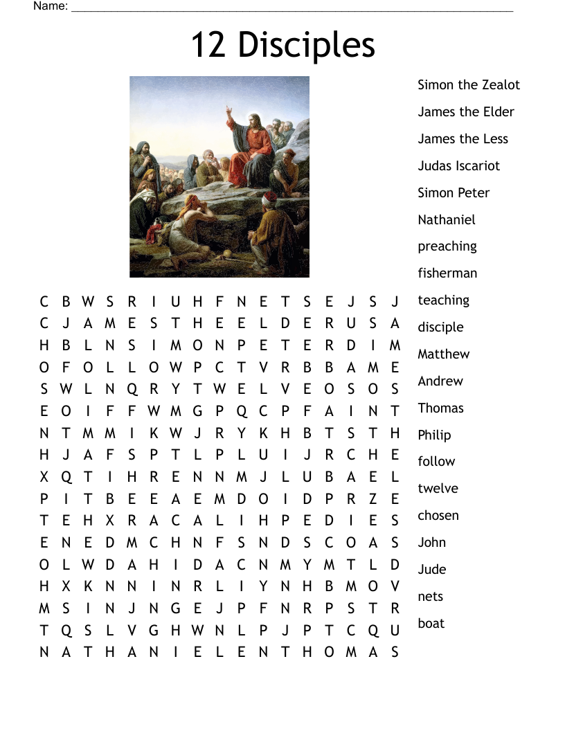 12 Disciples Word Search