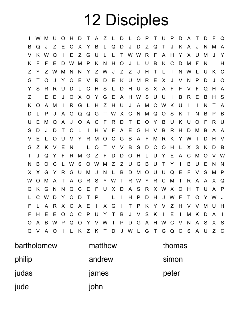 12 Disciples Word Search
