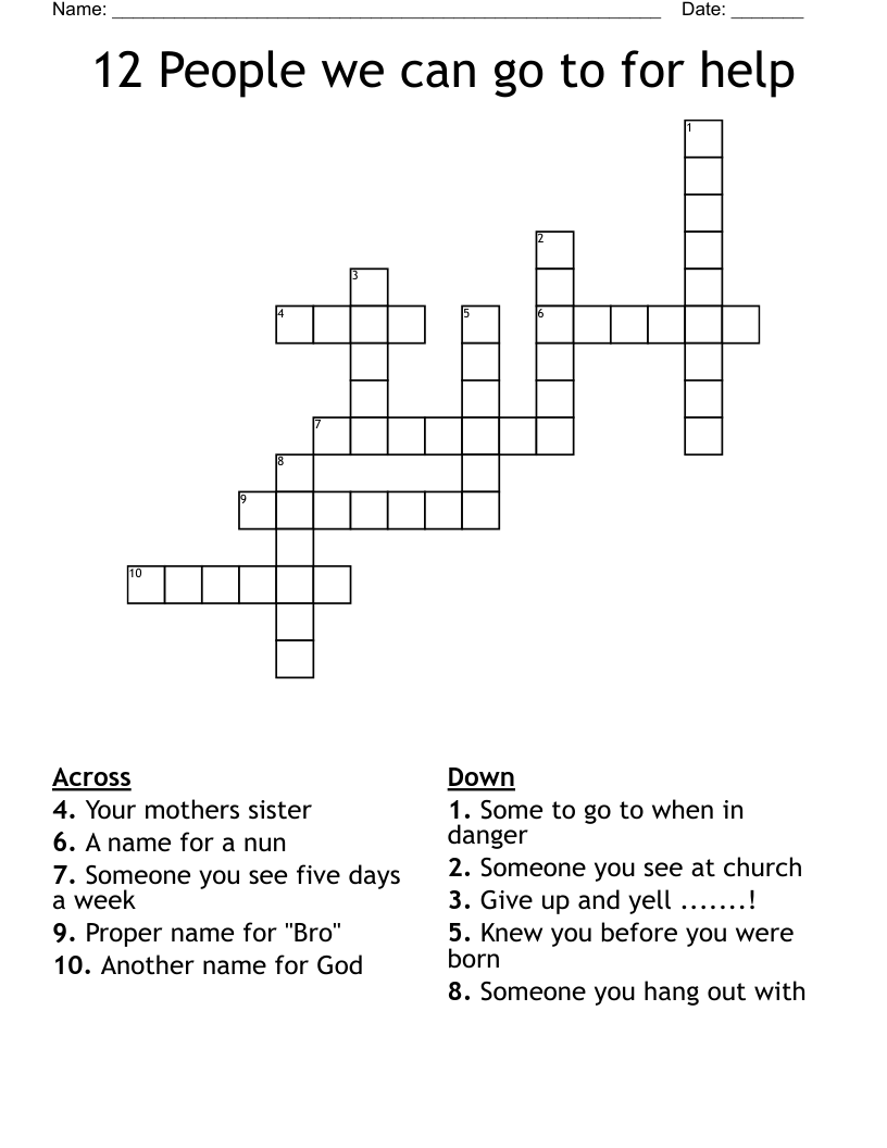 12 People we can go to for help Crossword