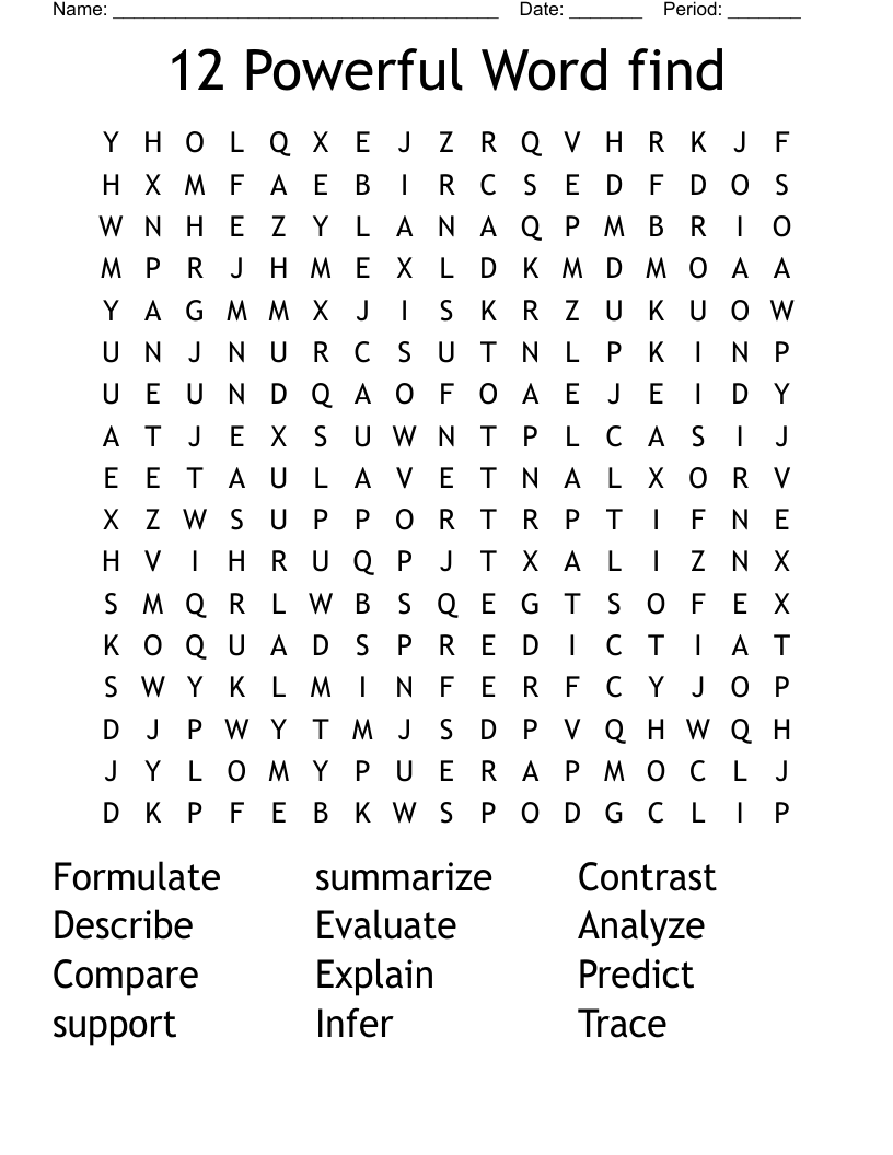 12 Powerful Word find Word Search