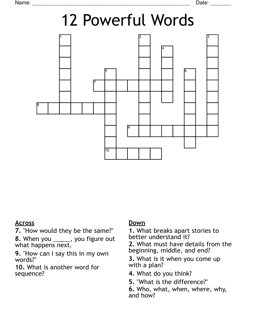 12 Powerful Words Crossword