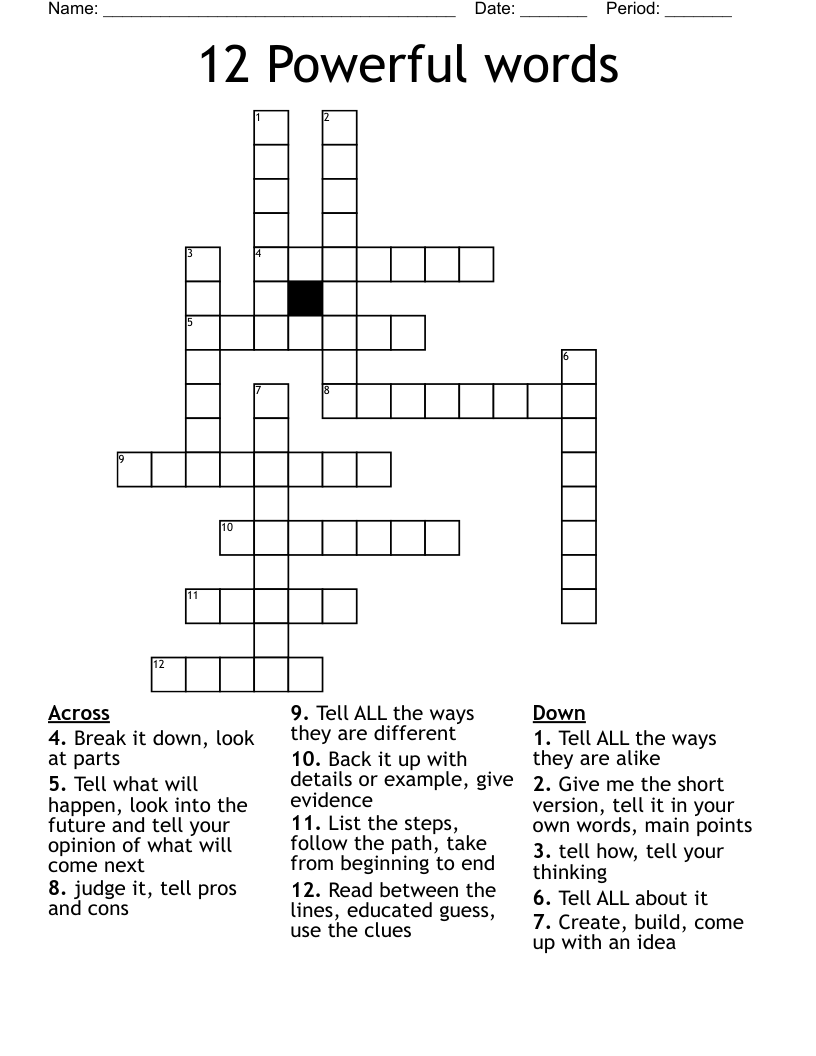 12 Powerful words  Crossword