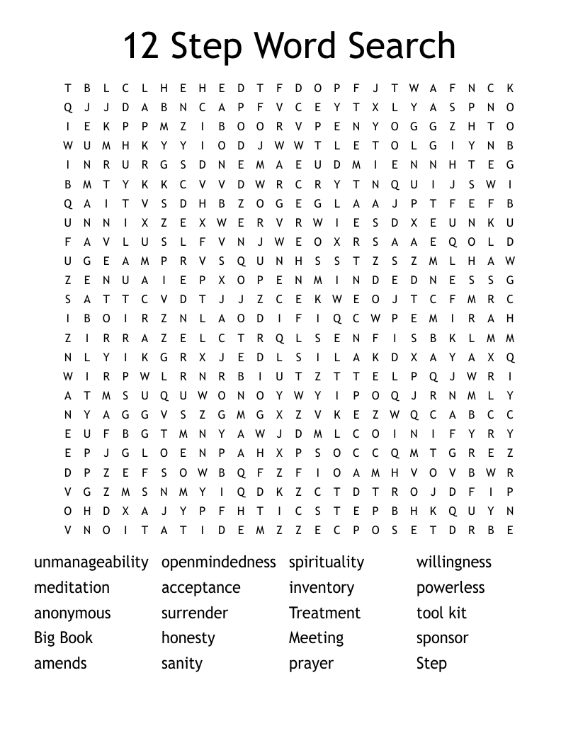 12 Step Word Search