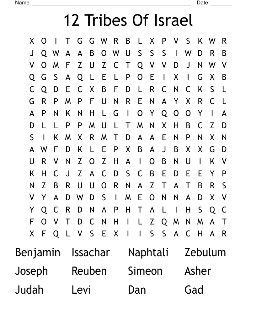 12 Tribes Of Israel Word Search
