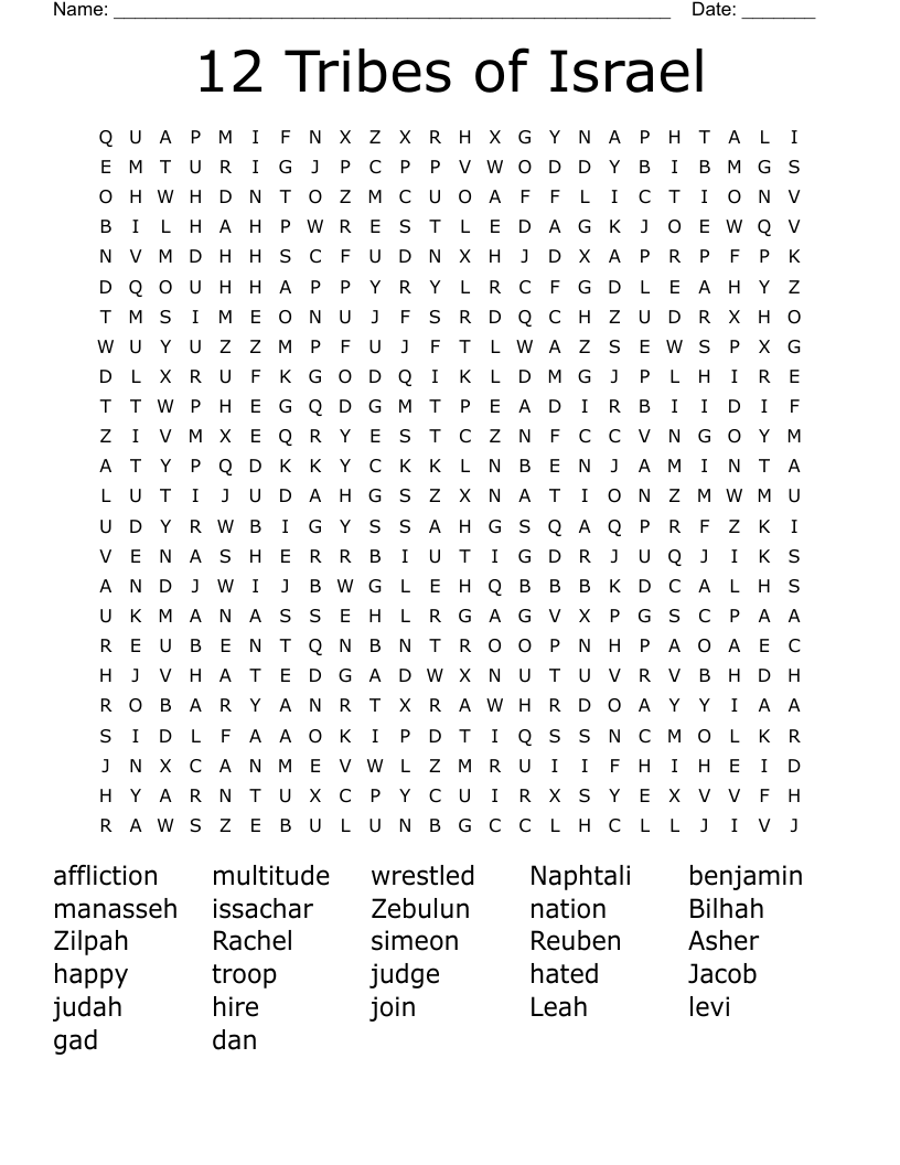 12 Tribes of Israel Word Search