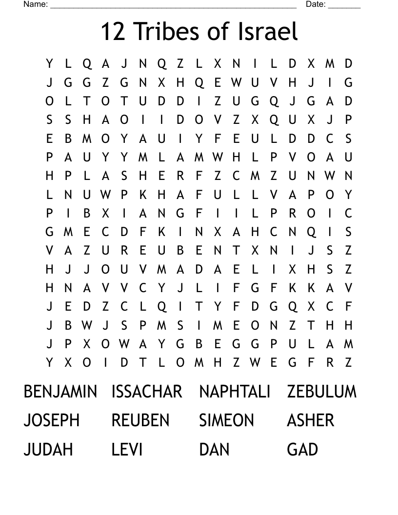 12 Tribes of Israel Word Search
