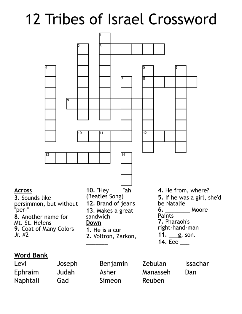 12 Tribes of Israel Crossword