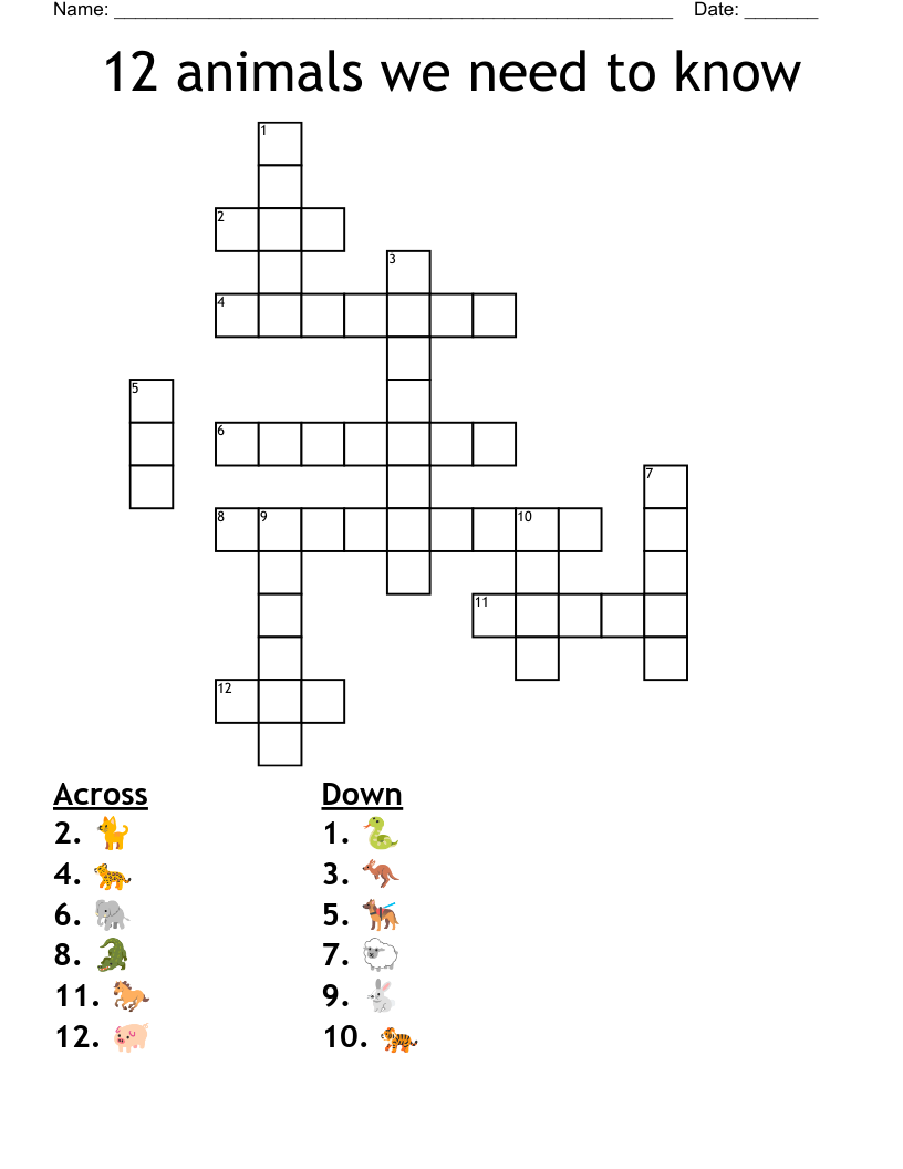 12 animals we need to know  Crossword
