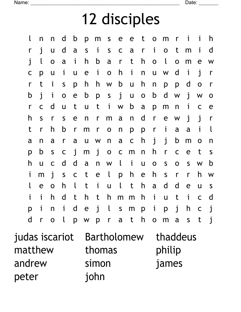 12 disciples Word Search