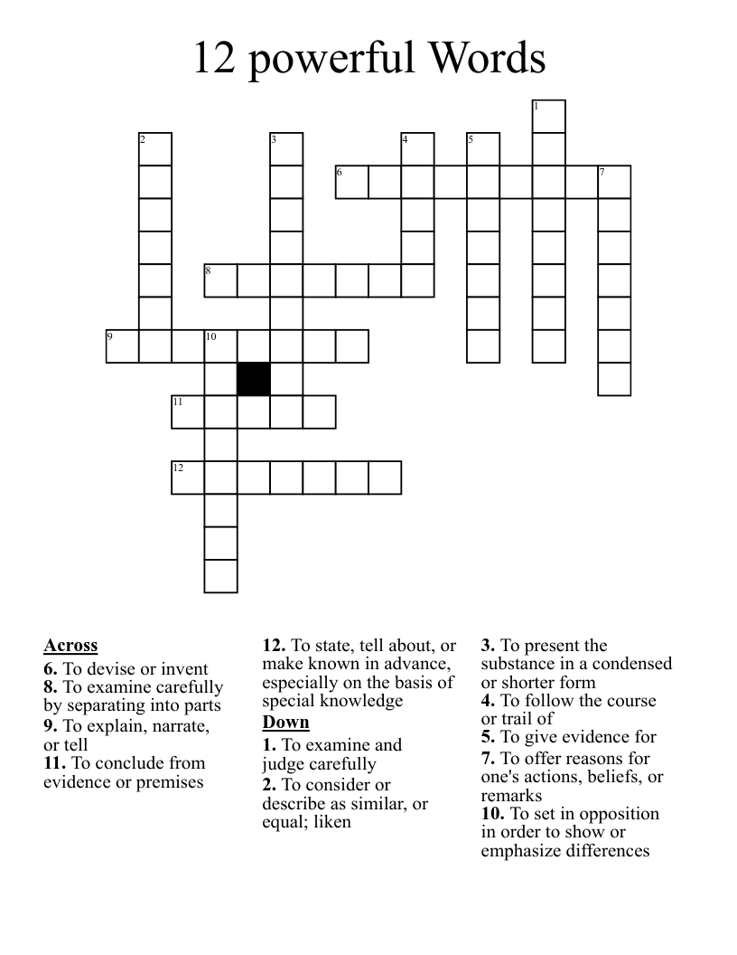 12 powerful Words Crossword