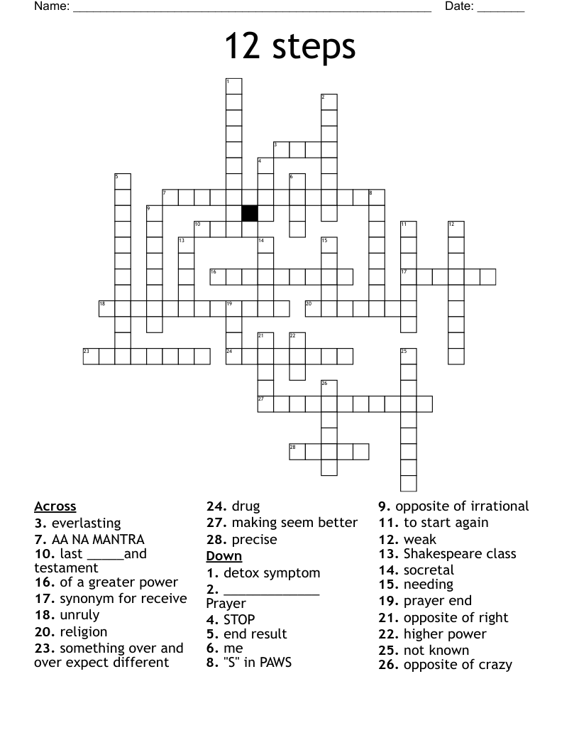 12 steps Crossword