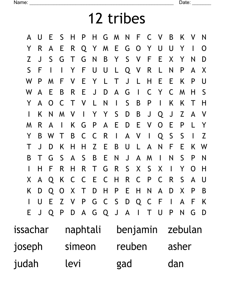 12 tribes Word Search