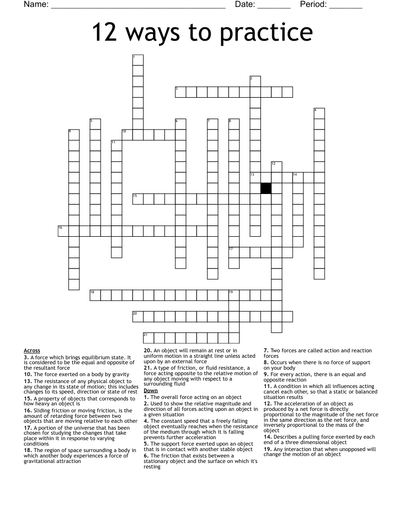 12 ways to practice Crossword