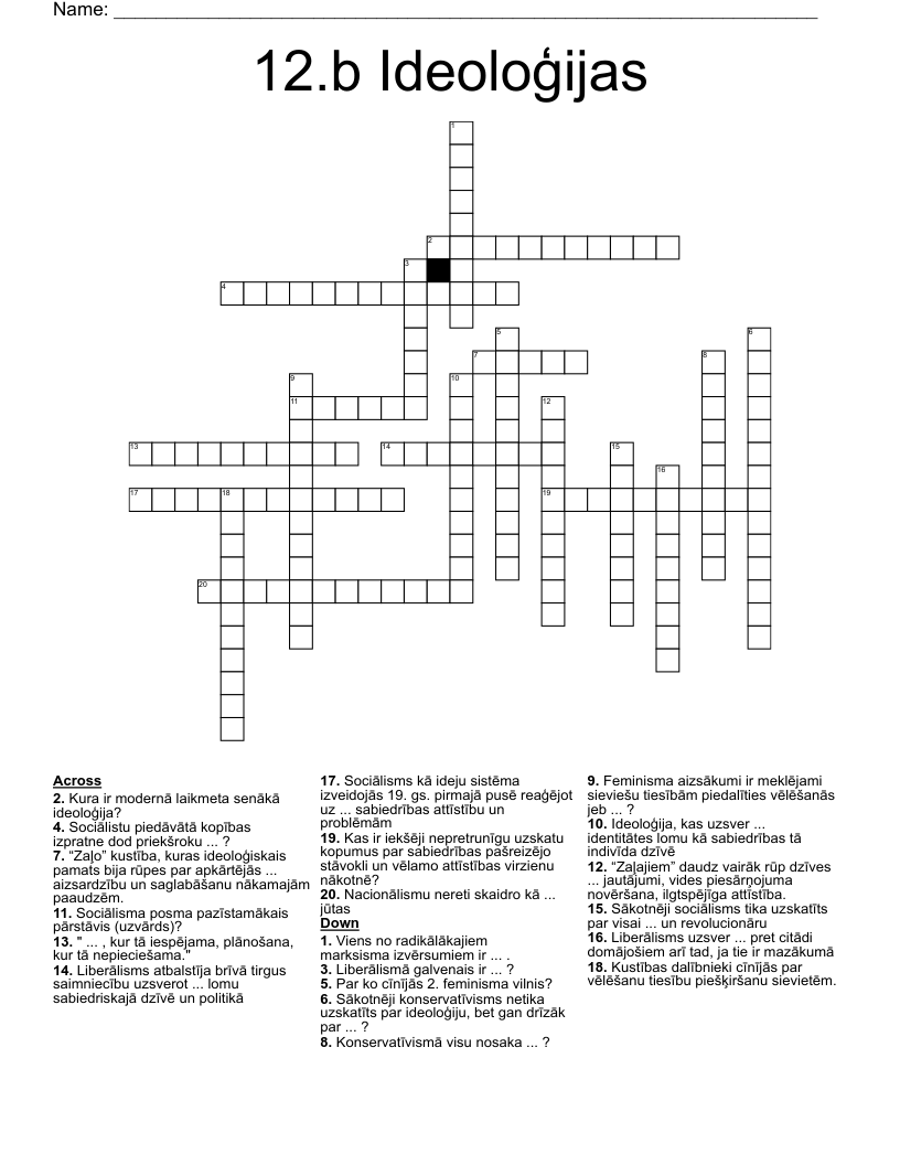 12.b Ideoloģijas Crossword