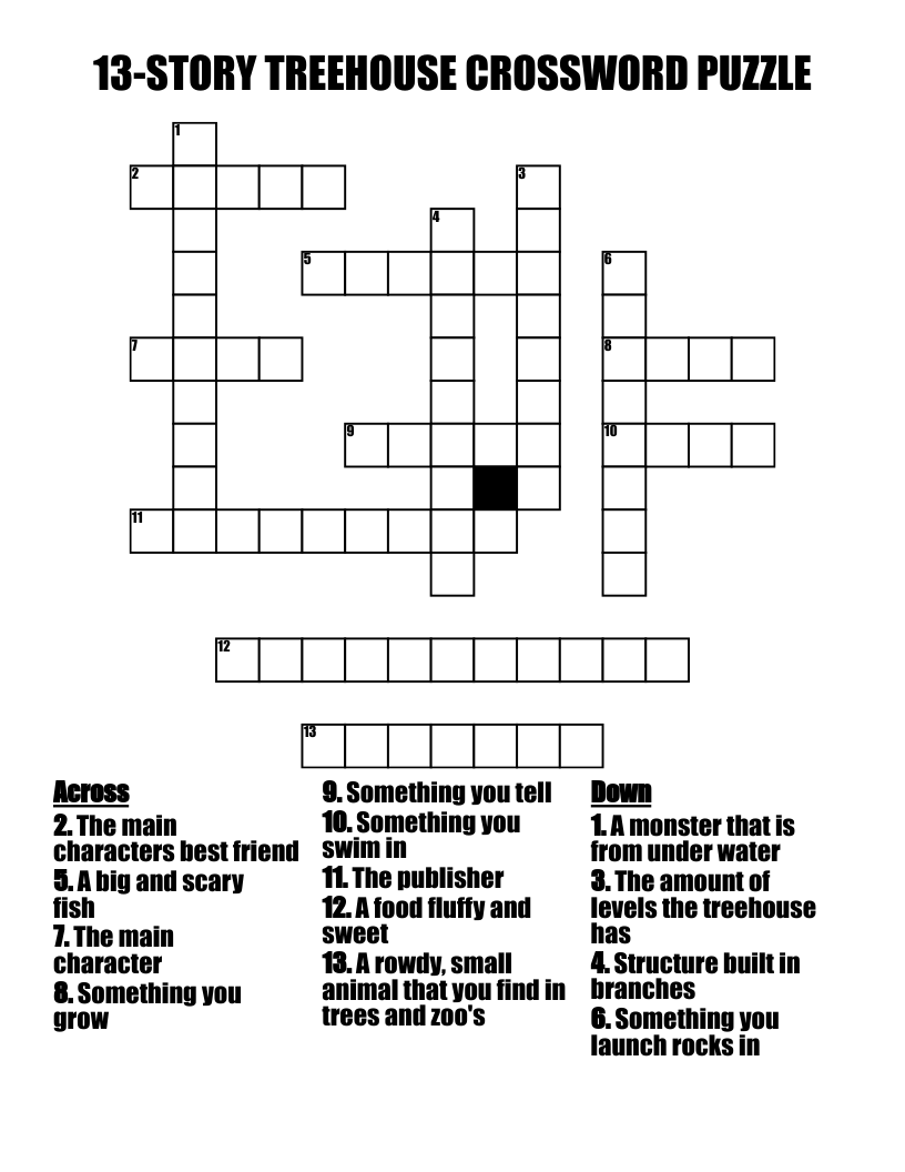 13-STORY TREEHOUSE CROSSWORD PUZZLE