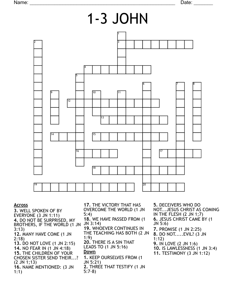 1-3 JOHN Crossword