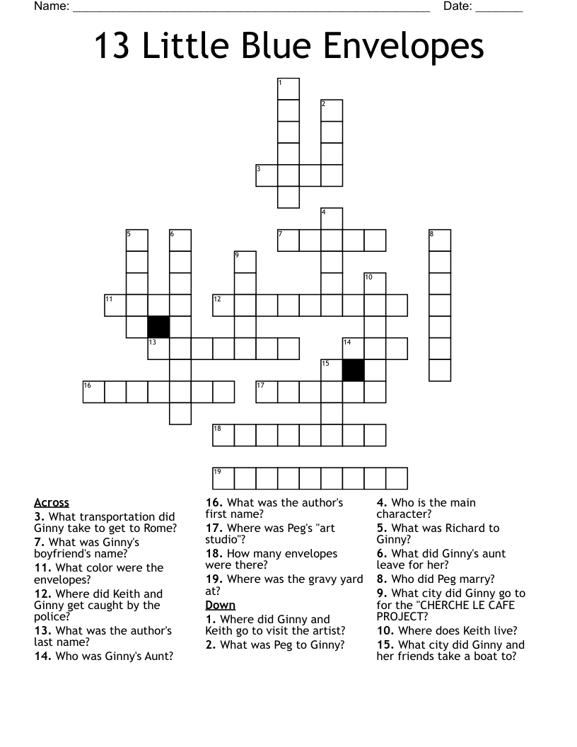 13 Little Blue Envelopes Crossword
