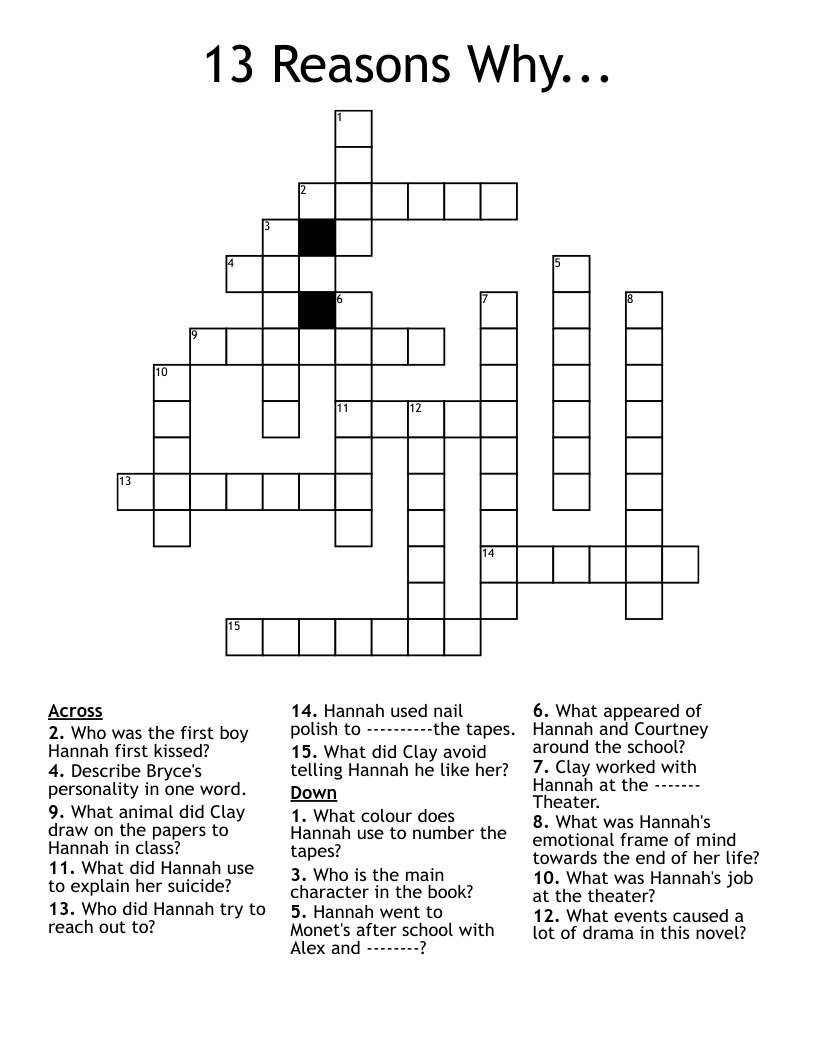 13 Reasons Why... Crossword