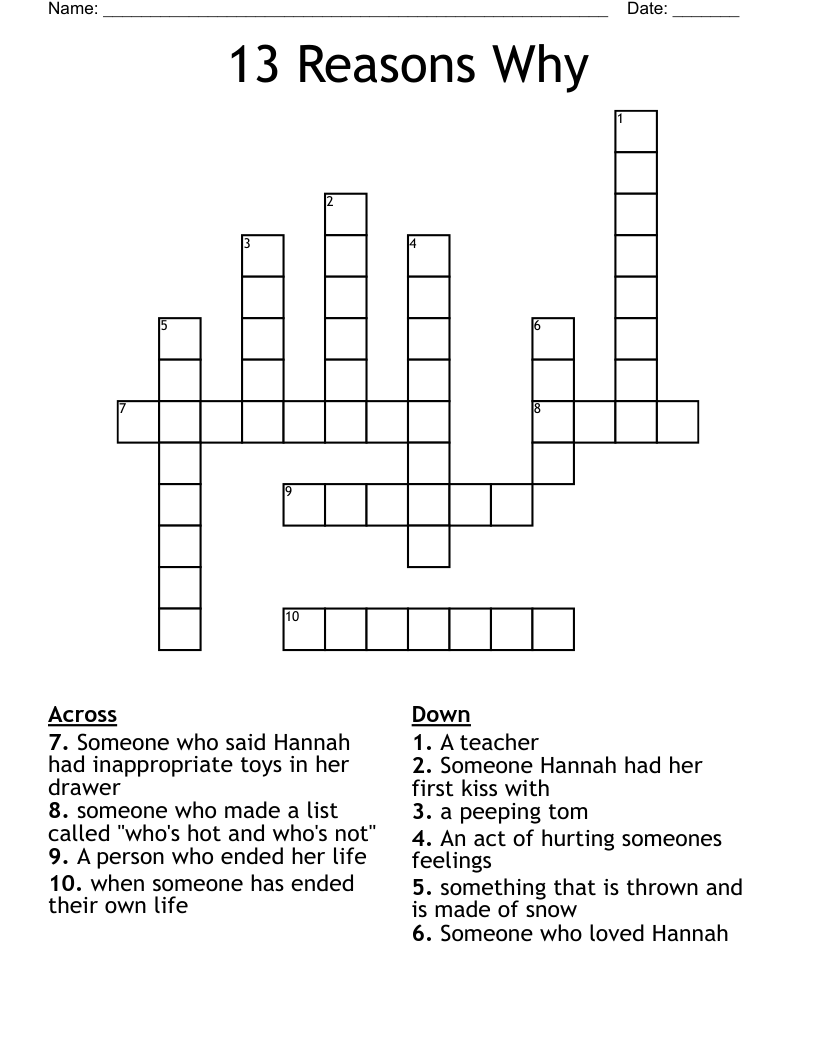 13 Reasons Why Crossword